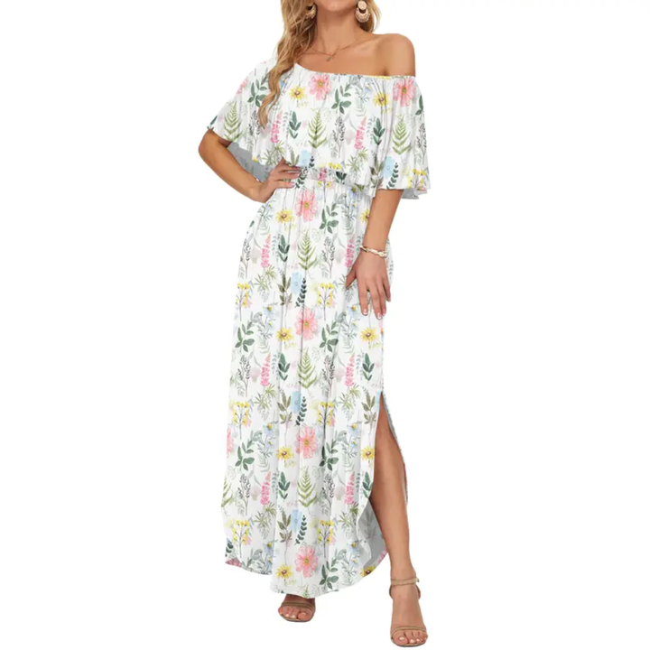 FLORENTINE™ – Robe longue à volants et épaules dénudées