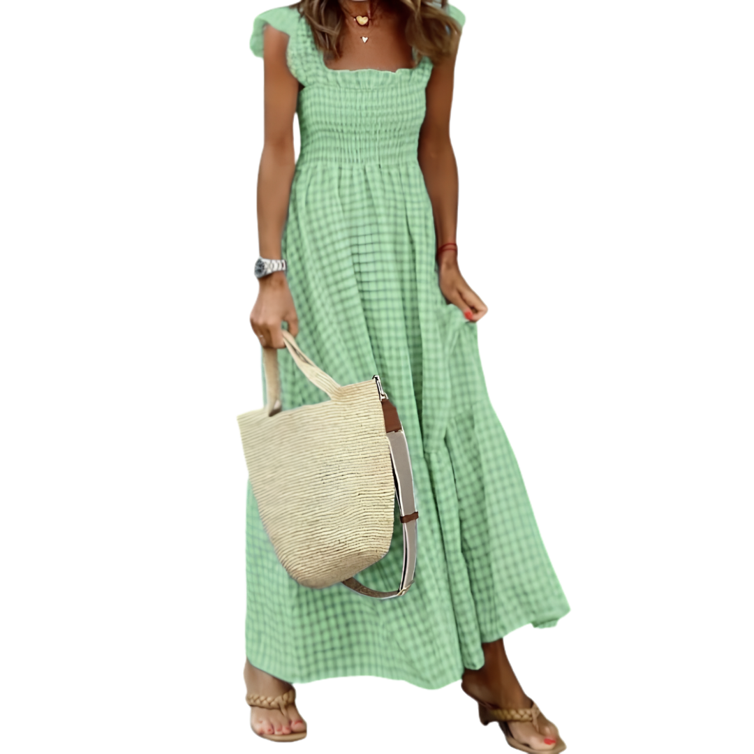 OTTOLINE™ – Robe Retro à Volants Froncés en Taffetas Écossais
