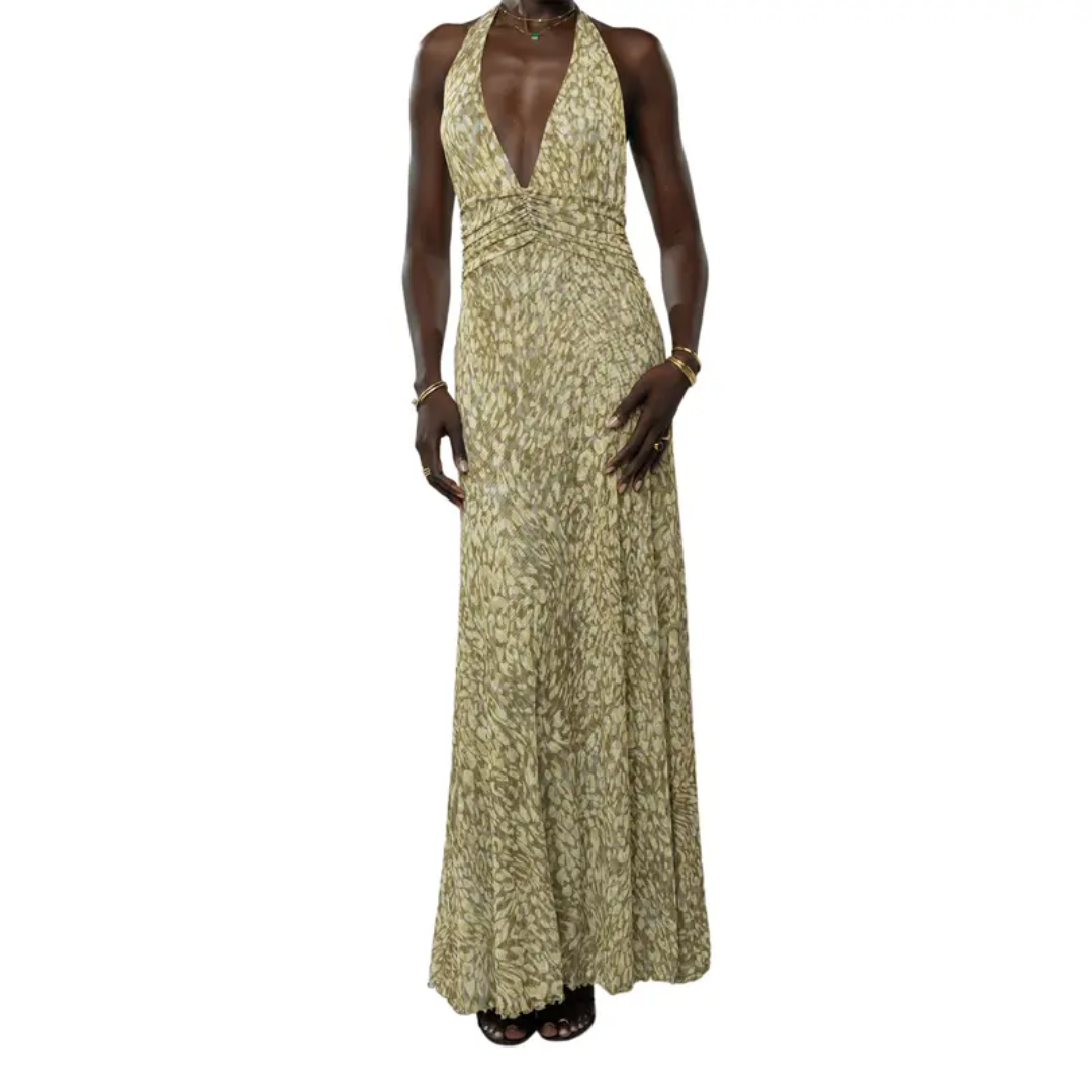 LORALEI™ – Robe longue fleurie dos nu à col montant