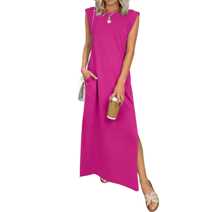 BREEANA™ – Robe longue fendue sans manches décontractée