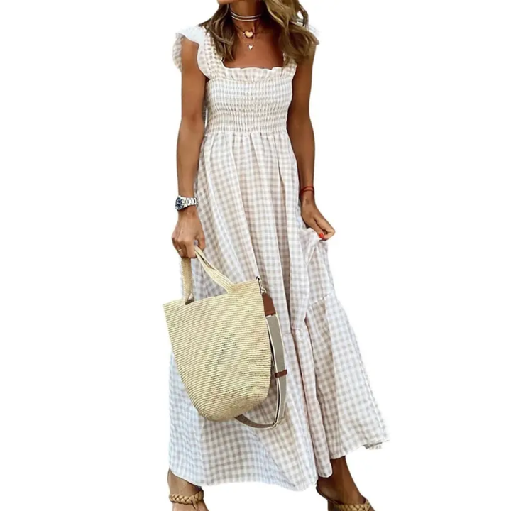 OTTOLINE™ – Robe Retro à Volants Froncés en Taffetas Écossais
