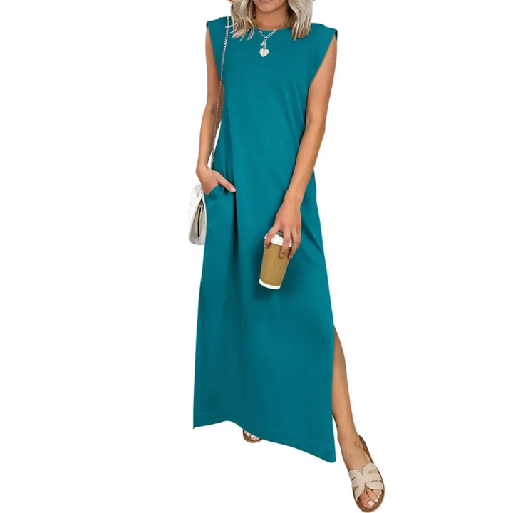 BREEANA™ – Robe longue fendue sans manches décontractée