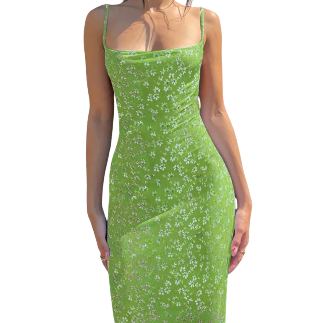 BRIELLA™ – Robe Camisole Bohème Florale Dos Nu
