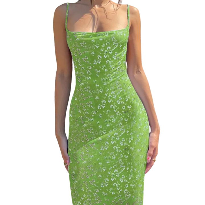 BRIELLA™ – Robe Camisole Bohème Florale Dos Nu