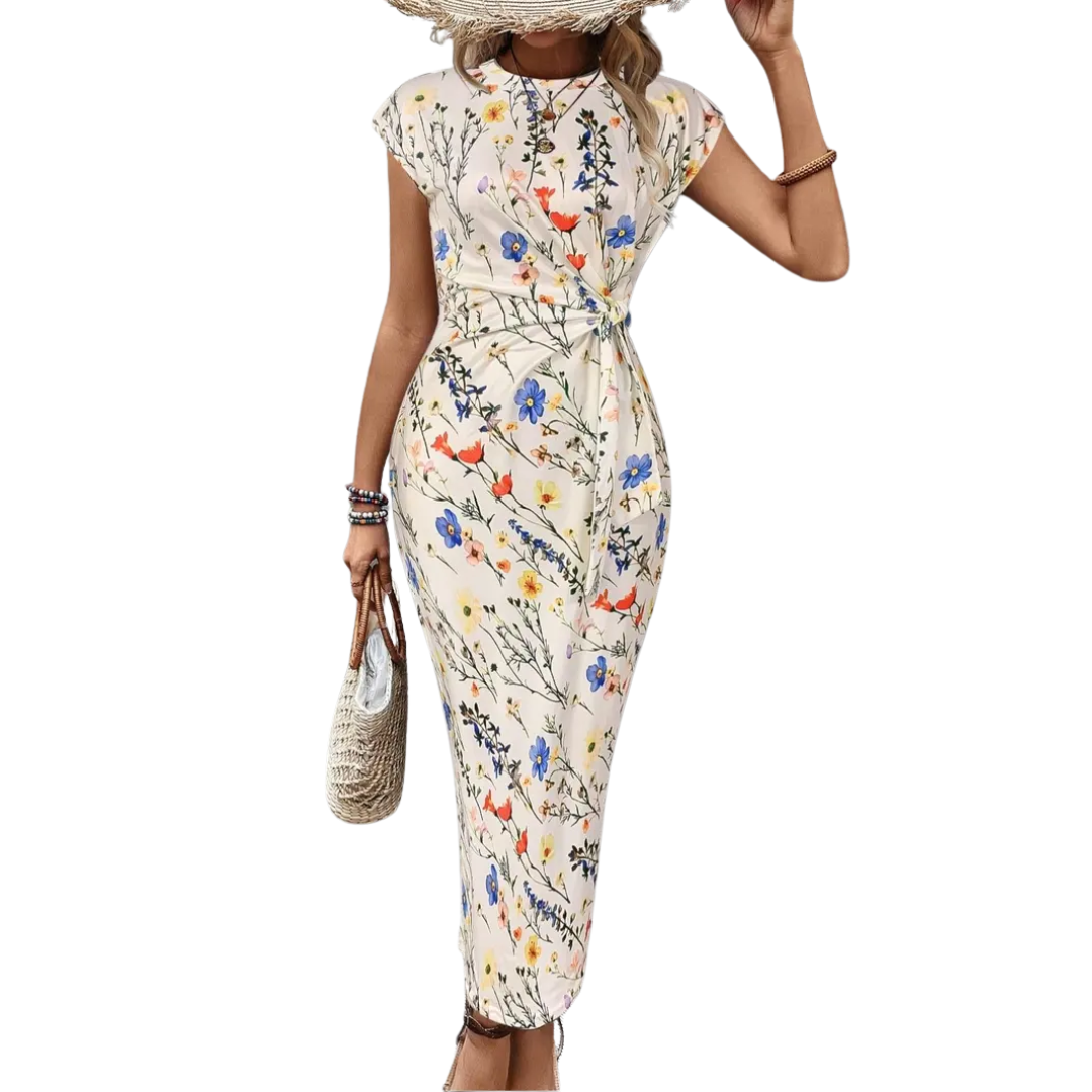 SCARLETT™ – Robe moulante rayée avec ceinture à nouer