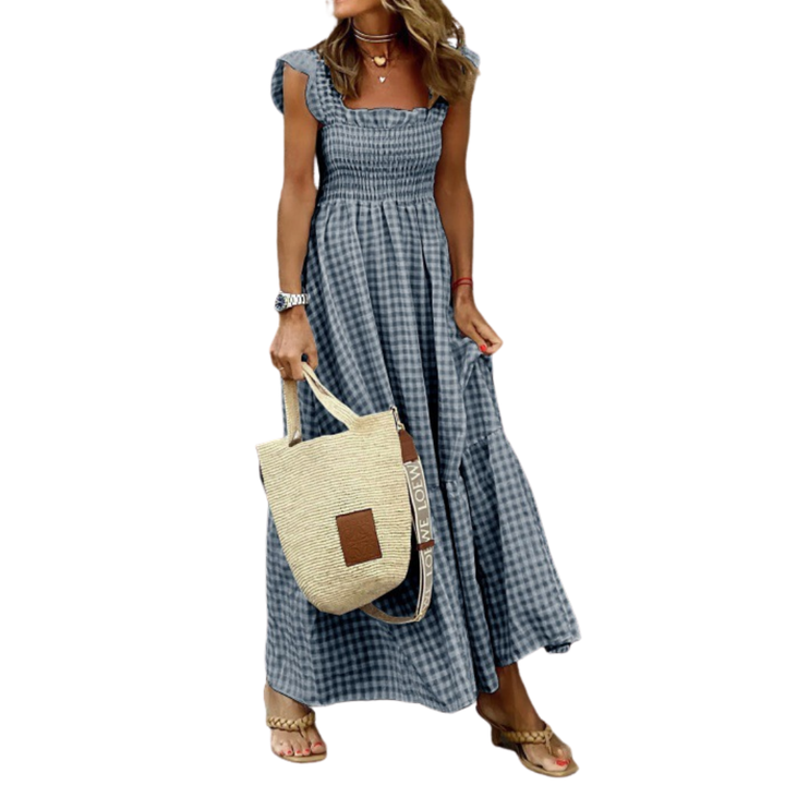 OTTOLINE™ – Robe Retro à Volants Froncés en Taffetas Écossais