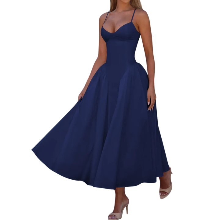 GENEVRE™ – Robe longue sans manches cintrée à la taille