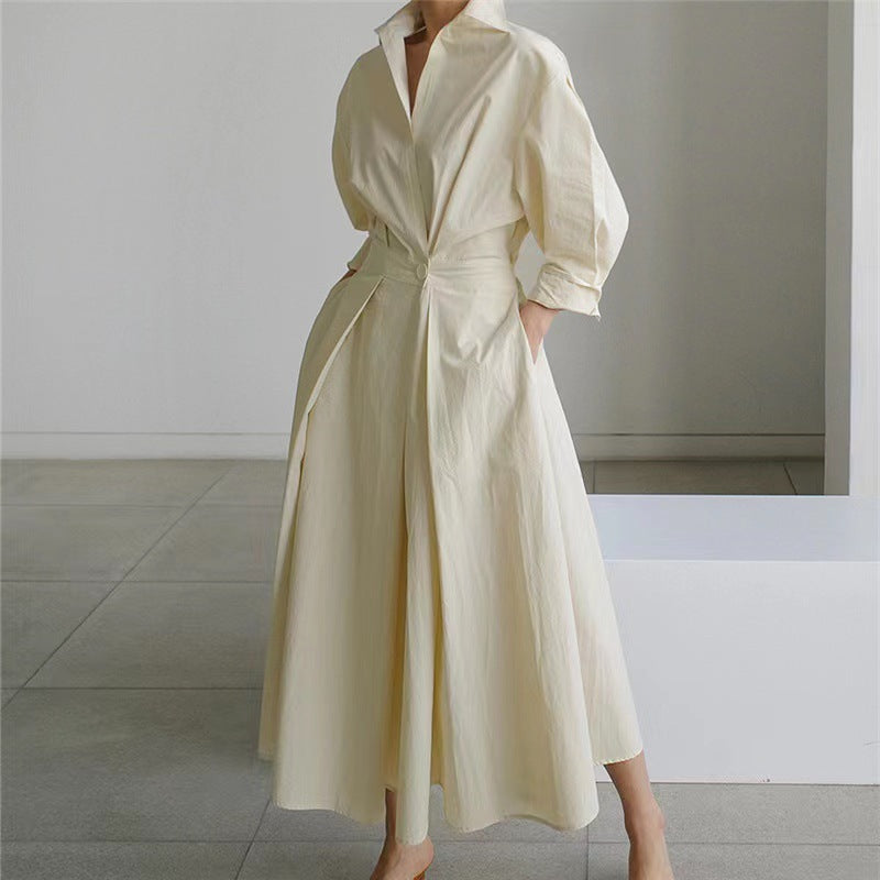 SOFER™ - Robe longue élégante portefeuille à col