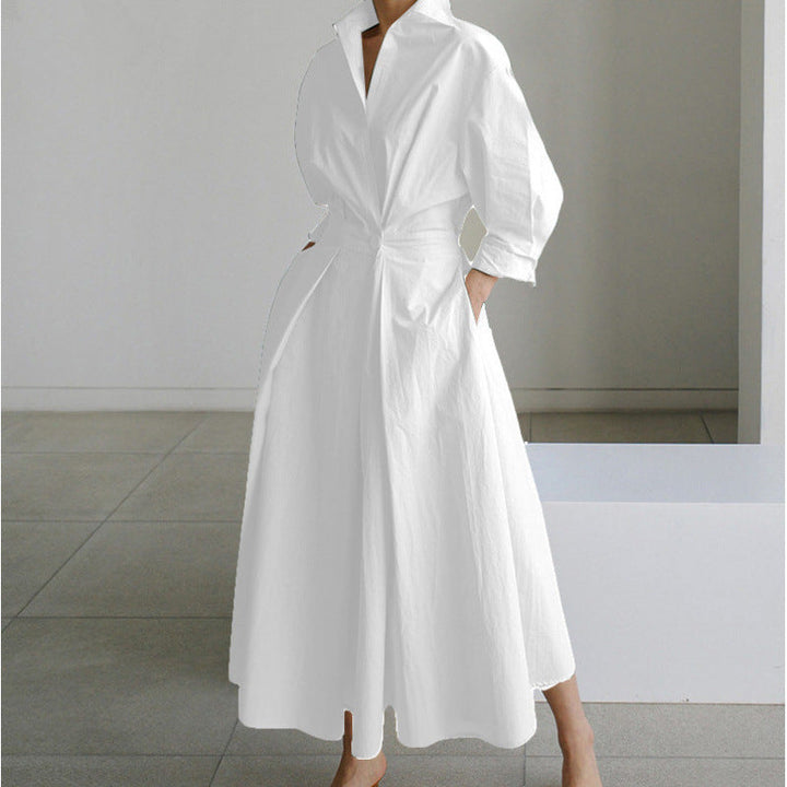 SOFER™ - Robe longue élégante portefeuille à col