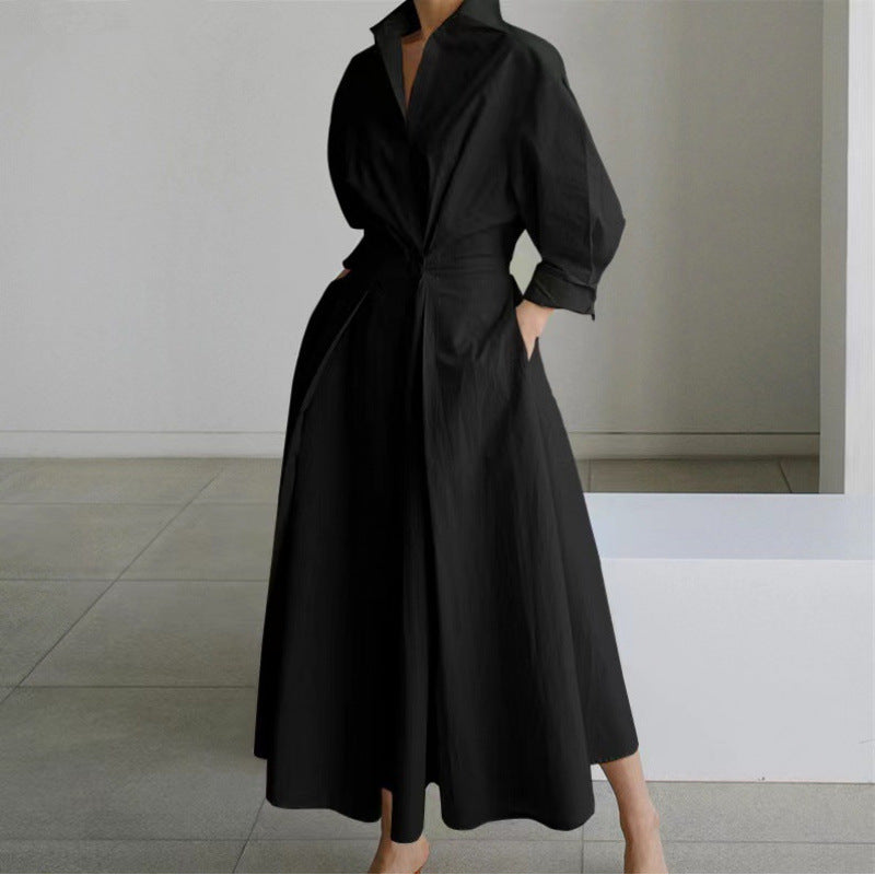 SOFER™ - Robe longue élégante portefeuille à col