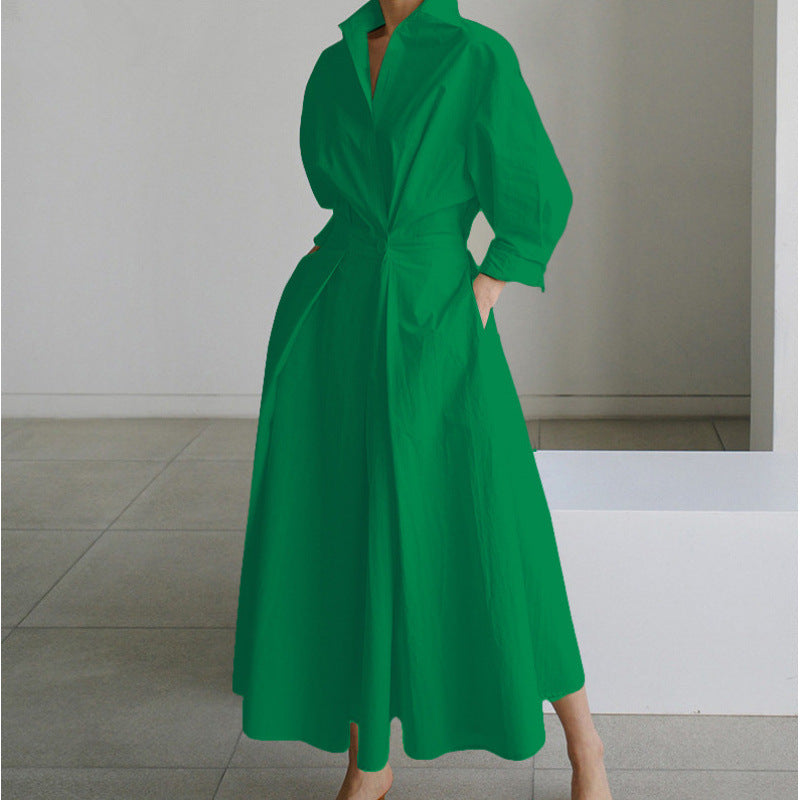 SOFER™ - Robe longue élégante portefeuille à col