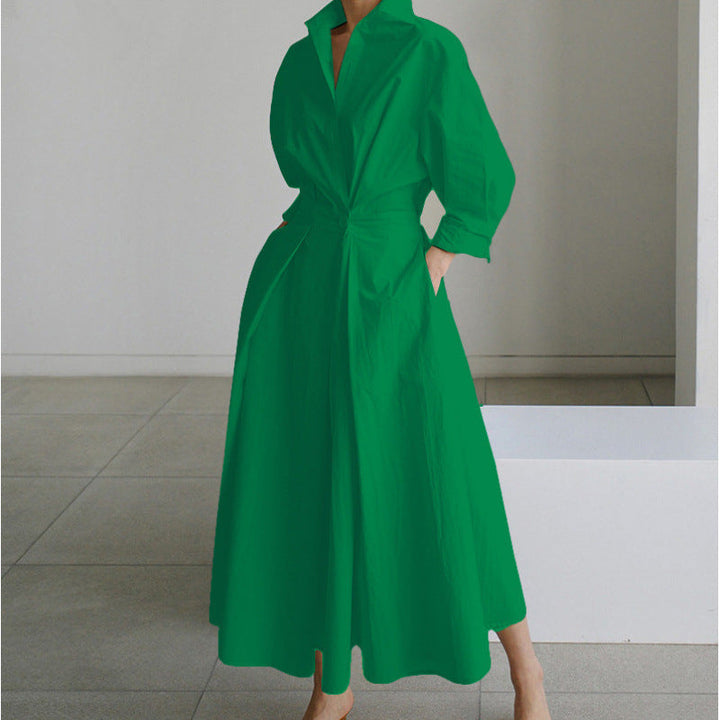 SOFER™ - Robe longue élégante portefeuille à col