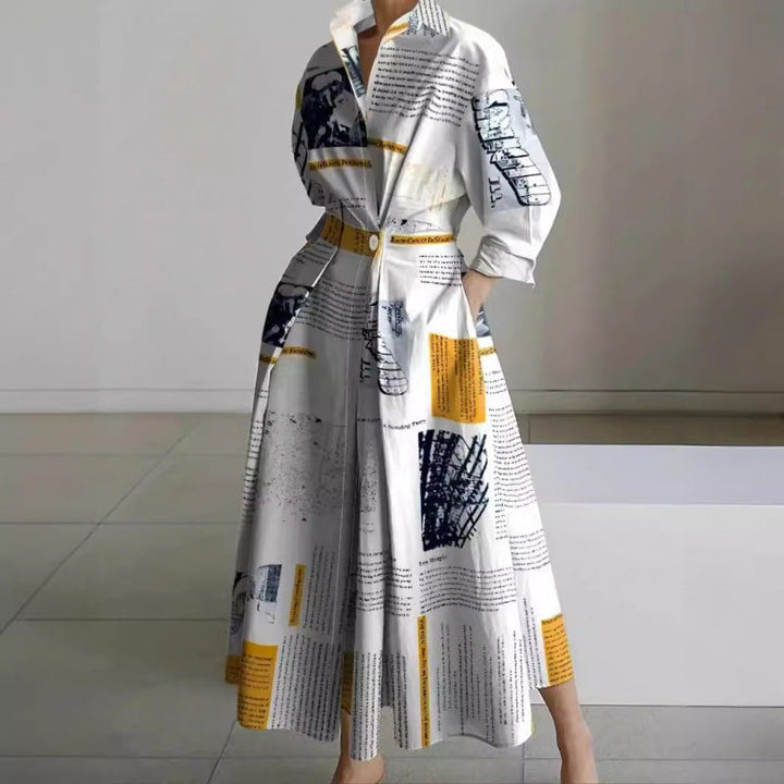 SOFER™ - Robe longue élégante portefeuille à col