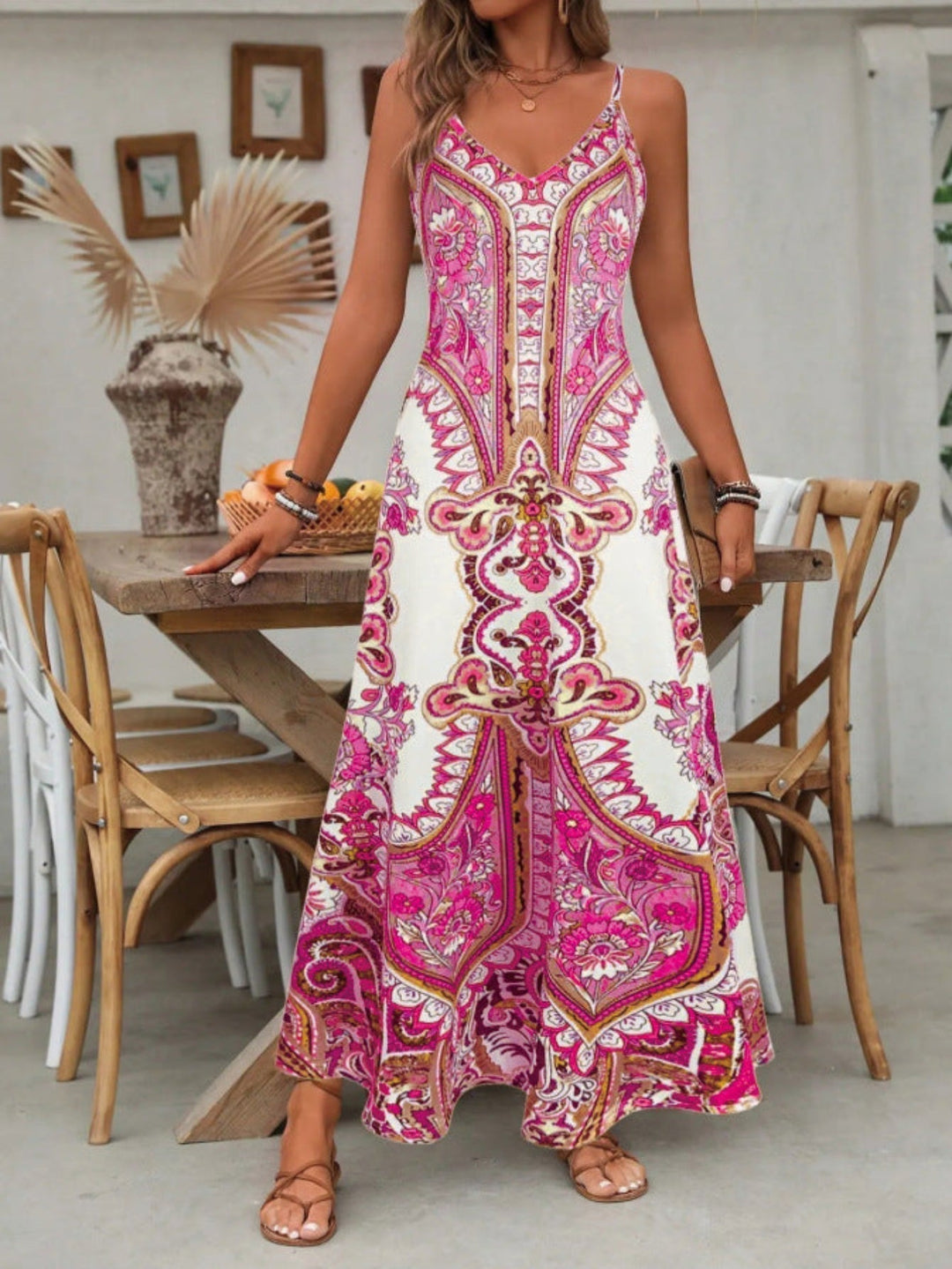 PUGAR™ - Robe longue chic à fines bretelles sans manches pour l&