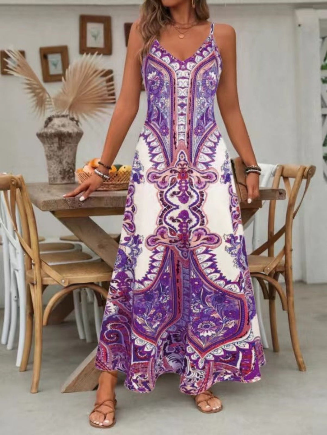 PUGAR™ - Robe longue chic à fines bretelles sans manches pour l&