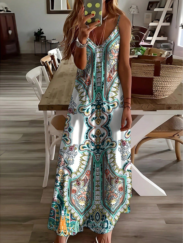 PUGAR™ - Robe longue chic à fines bretelles sans manches pour l&