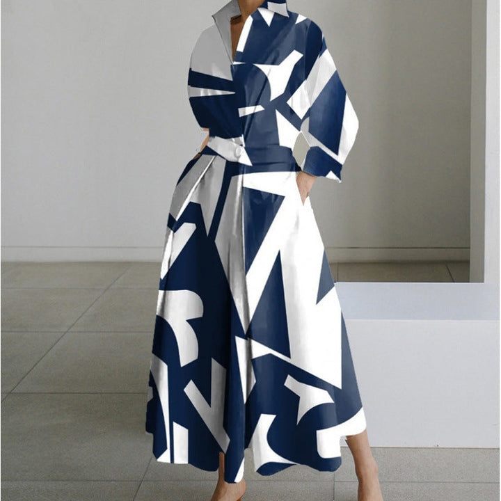 SOFER™ - Robe longue élégante portefeuille à col