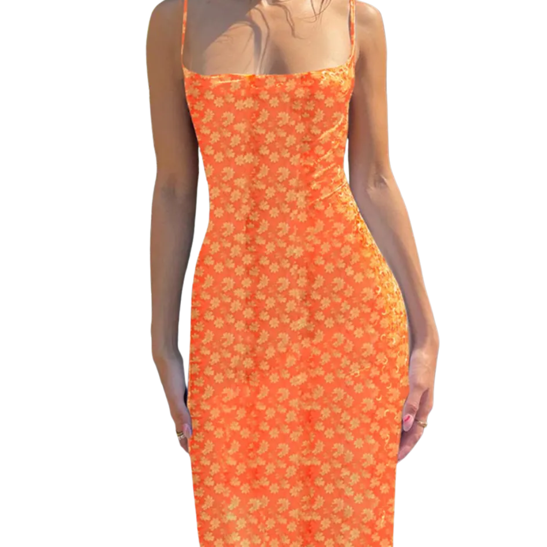 BRIELLA™ – Robe Camisole Bohème Florale Dos Nu
