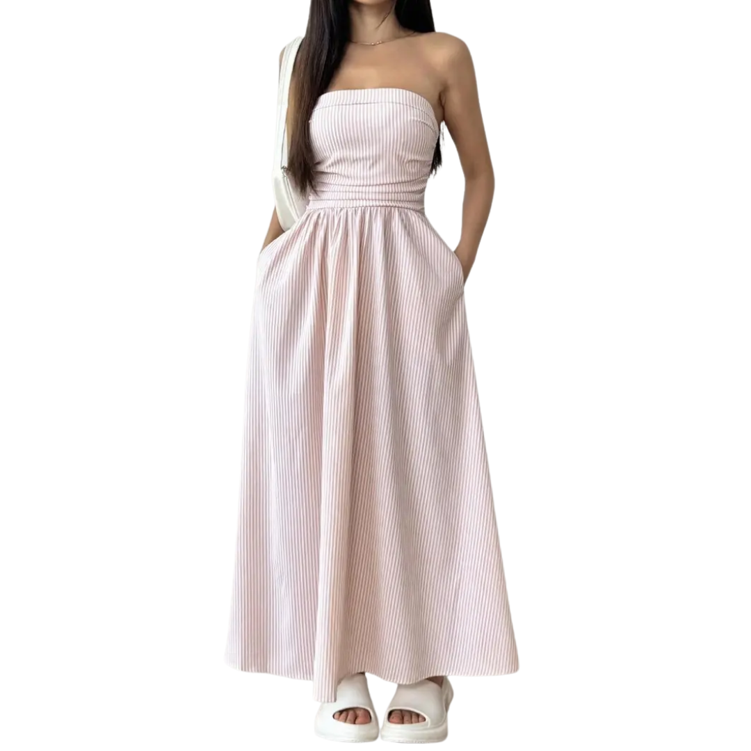 ZELDA™ – Robe longue bandeau rayée à poches
