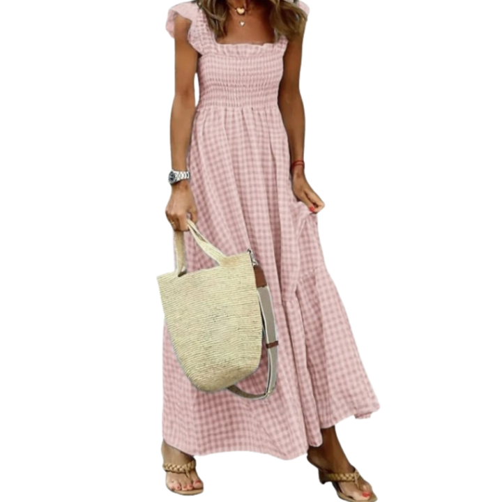OTTOLINE™ – Robe Retro à Volants Froncés en Taffetas Écossais