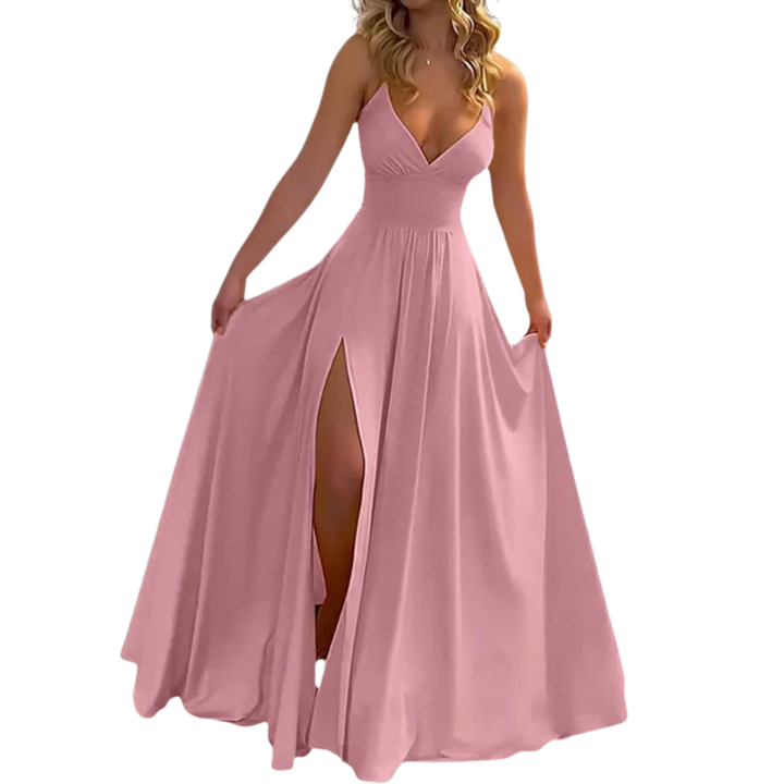 ROXANNE™ – Robe longue chic à fines bretelles et fente