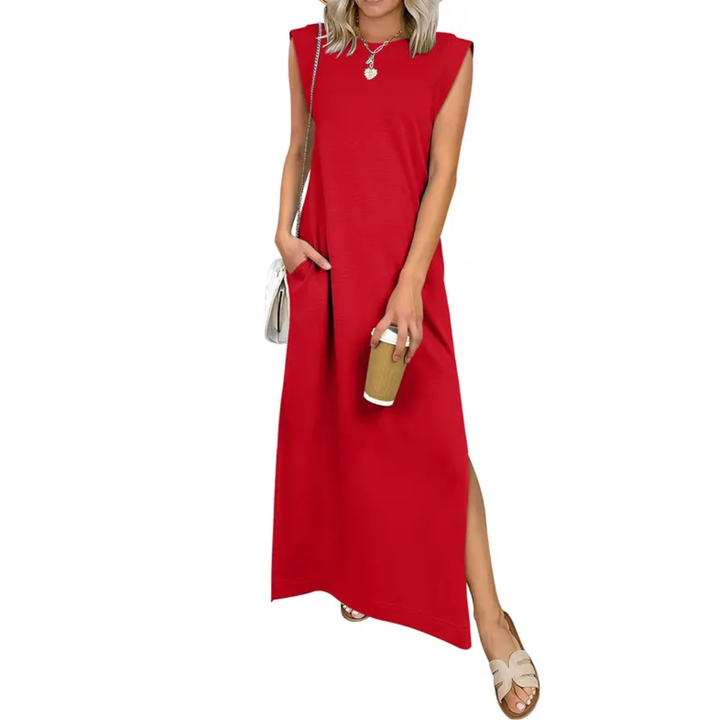 BREEANA™ – Robe longue fendue sans manches décontractée