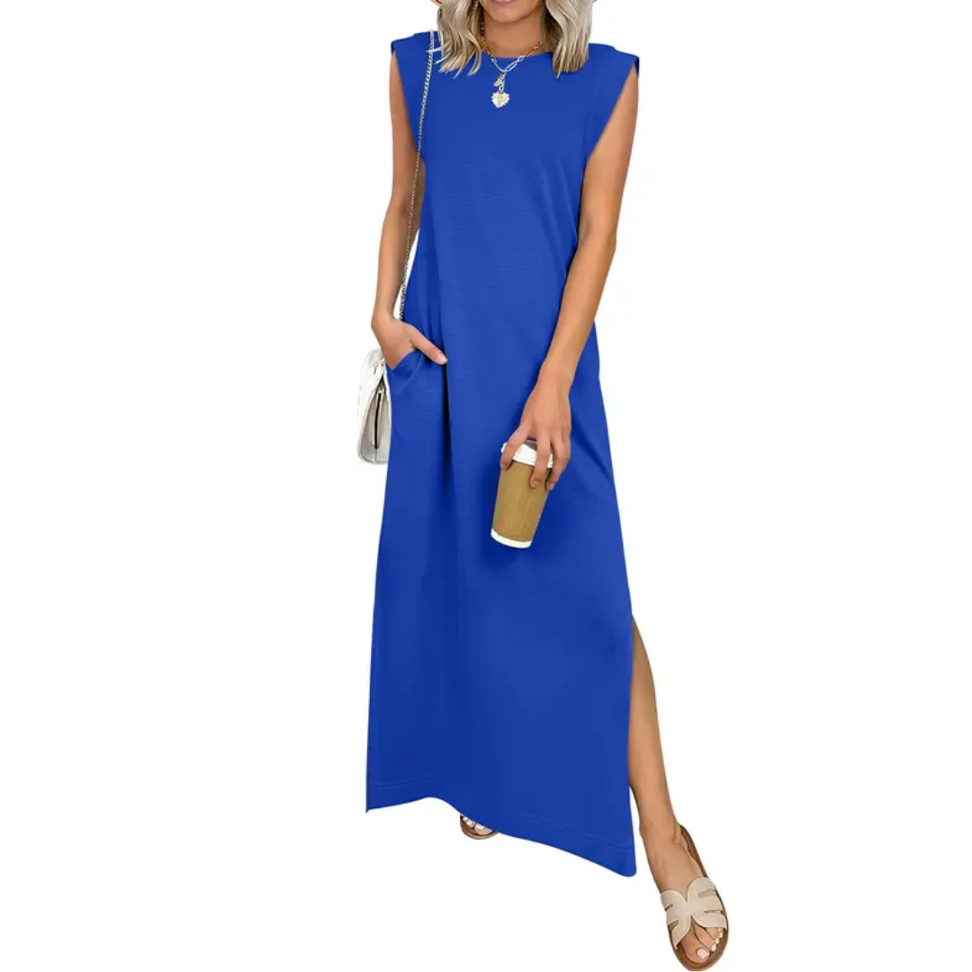 BREEANA™ – Robe longue fendue sans manches décontractée