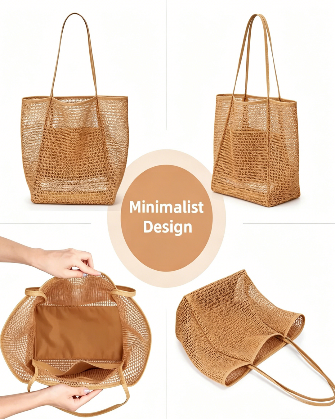 Sac de plage en maille grande capacité style bohème