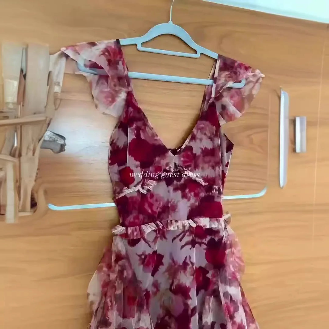 MARIELA™ – Robe longue fleurie romantique à volants