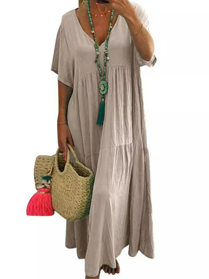 LINNEA™ – Robe longue vaporeuse à encolure en V et volants