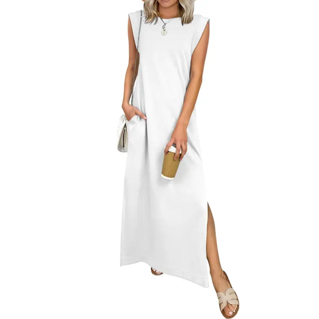 BREEANA™ – Robe longue fendue sans manches décontractée