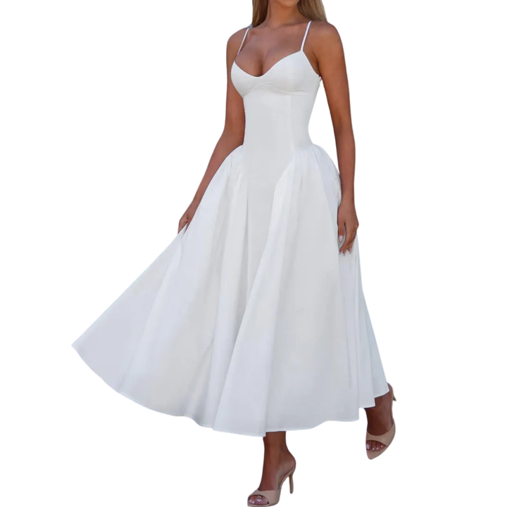 GENEVRE™ – Robe longue sans manches cintrée à la taille