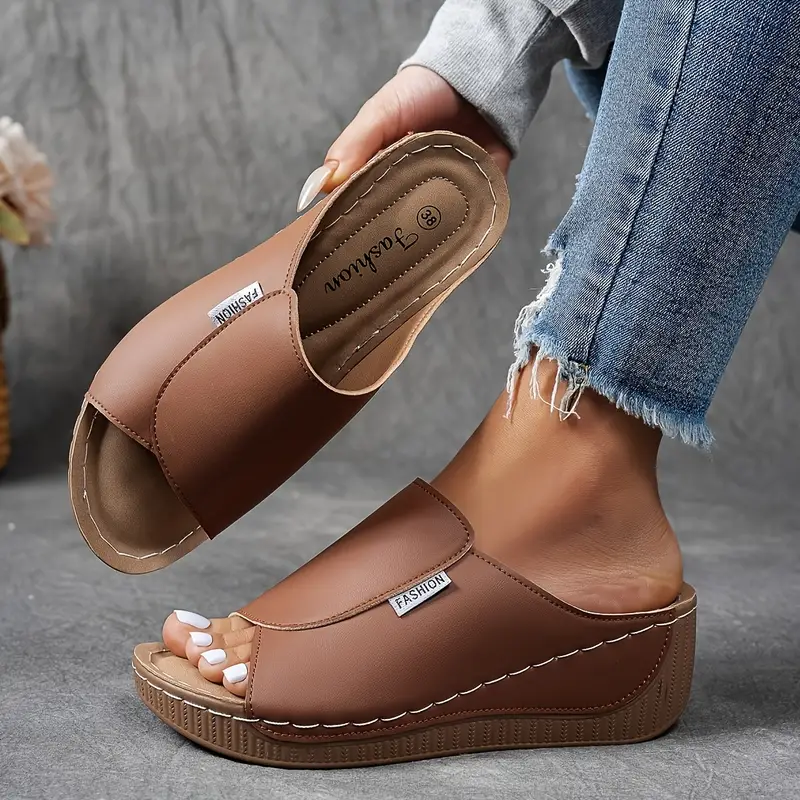 Sandales compensées à enfiler à bout ouvert pour femme
