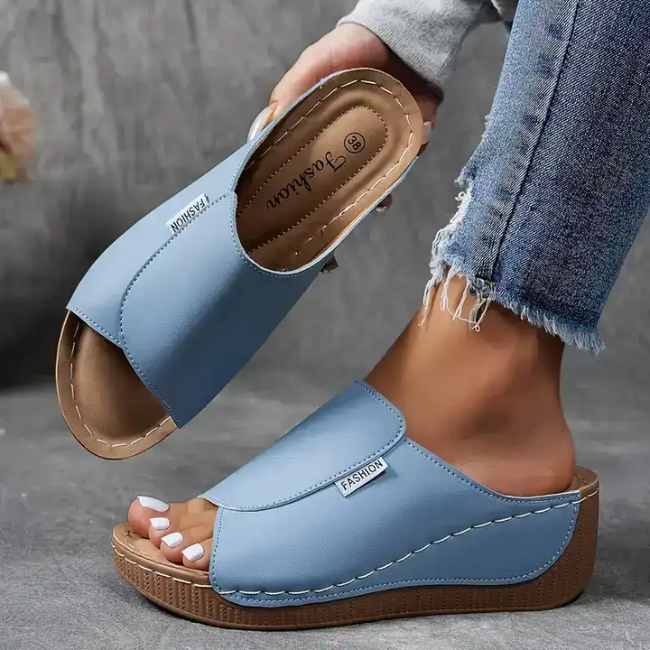 Sandales compensées à enfiler à bout ouvert pour femme