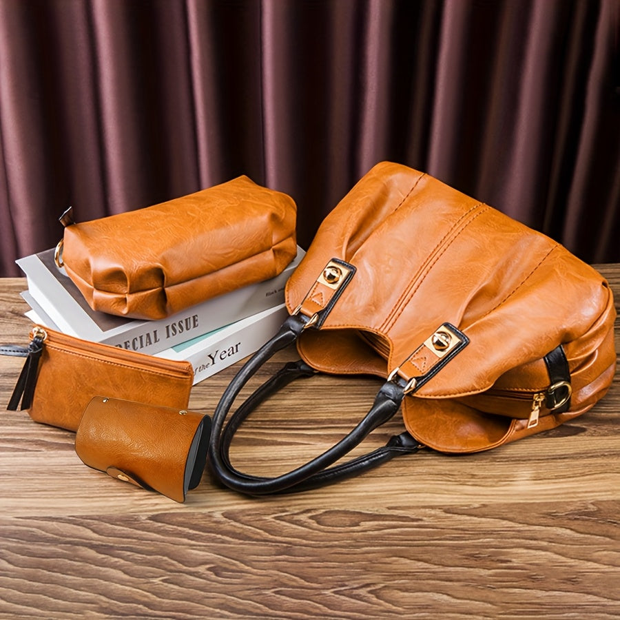 Zoe – Ensemble de 4 sacs en cuir vintage