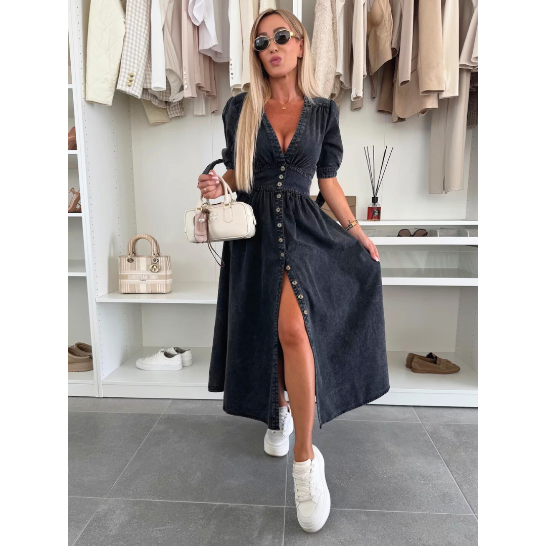 Felicity | Robe en jean à col en V
