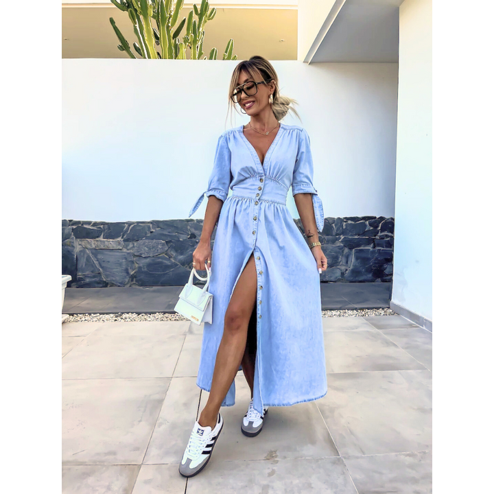 Felicity | Robe en jean à col en V