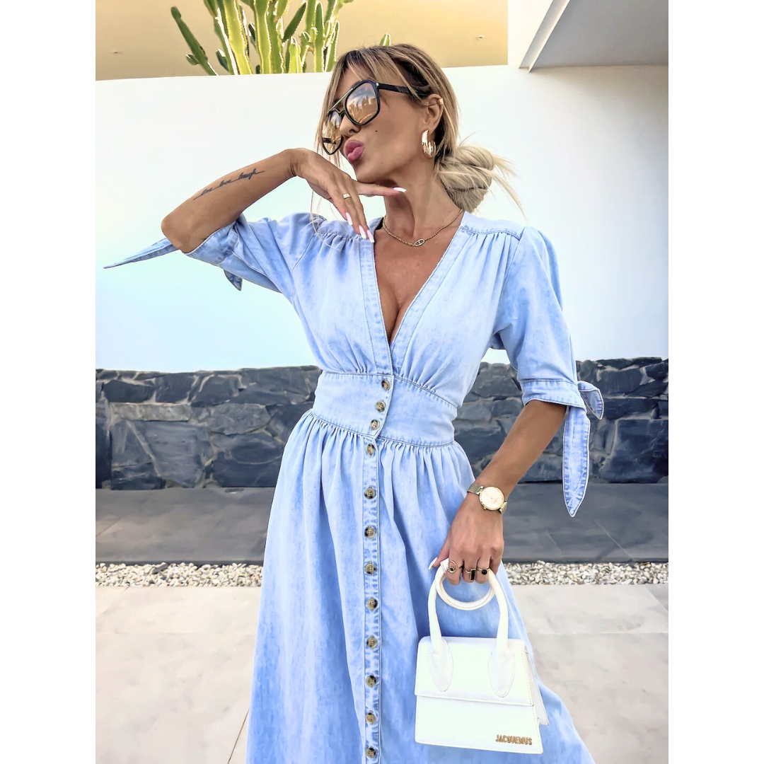 Felicity | Robe en jean à col en V
