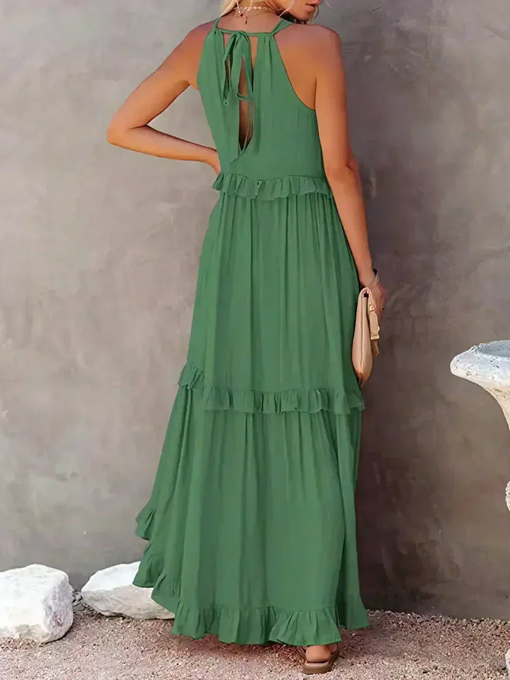 Sarah | Robe longue à volants et col licou (Presque épuisé)