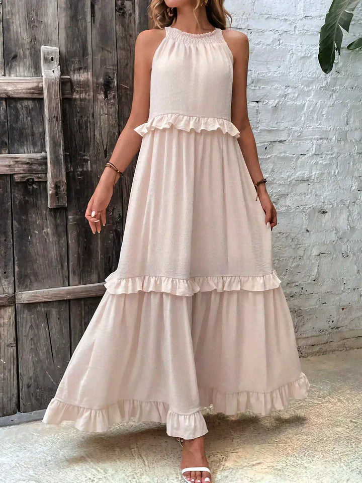 Sarah | Robe longue à volants et col licou (Presque épuisé)