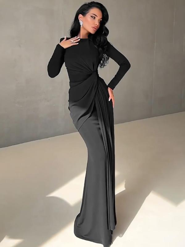 JOSALIE™ - Robe fourreau élégante froncée avec épaulettes et manches longues