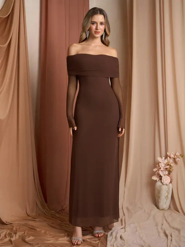 ANDREA™ - Robe fourreau moulante froncée asymétrique à sequins contrastants pour femme