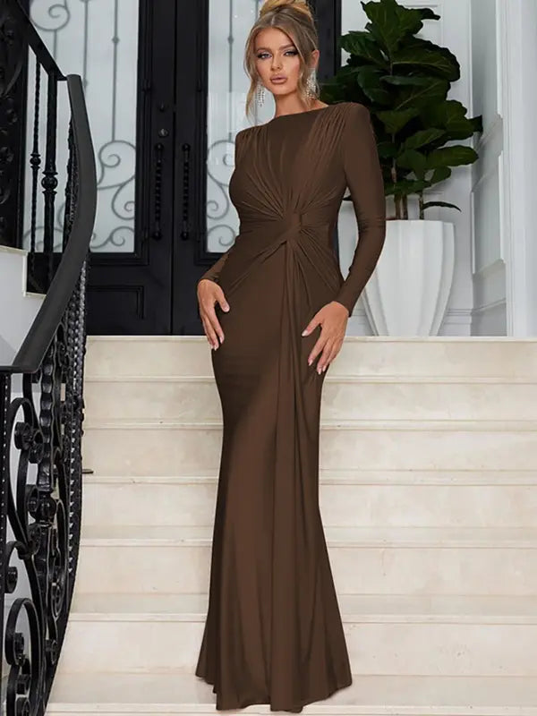 JOSALIE™ - Robe fourreau élégante froncée avec épaulettes et manches longues