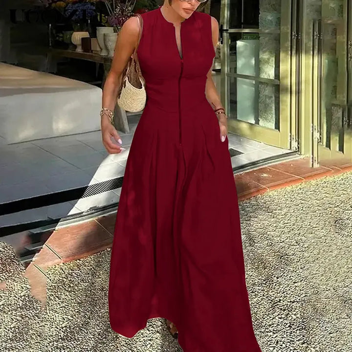 HONORATA™ – Robe longue décontractée à col rond zippée