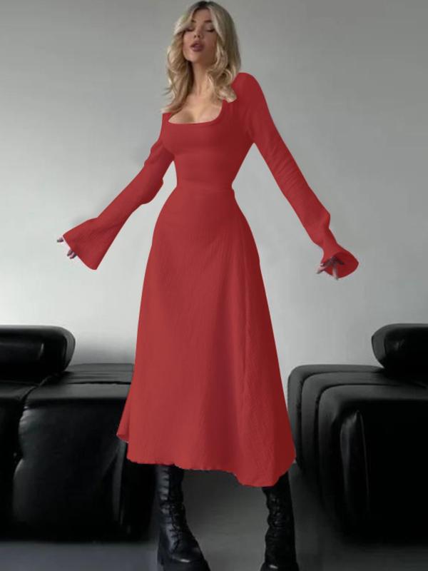 ERIN™ - Robe longue évasée à manches volantées, dos nu lacé sophistiqué