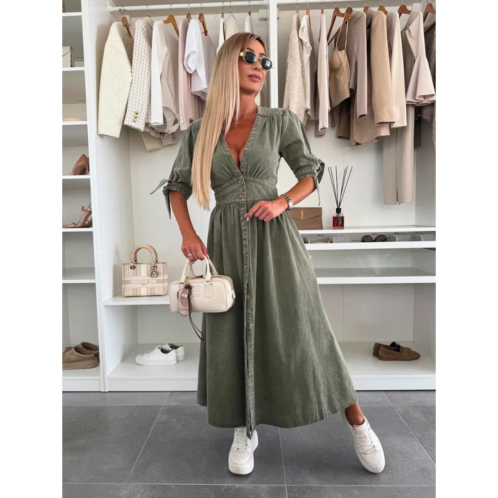 Felicity | Robe en jean à col en V
