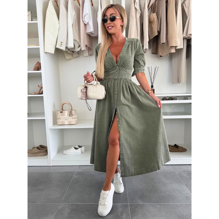 Felicity | Robe en jean à col en V