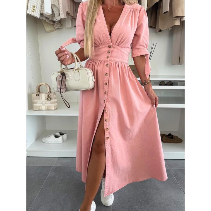Felicity | Robe en jean à col en V
