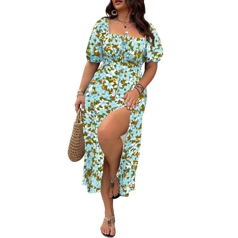 SERENE™ – Robe fleurie grande taille élégante à nouer devant
